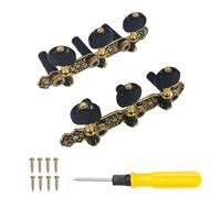 Classical Guitar 3-in-1 String Tuning Pegs Black - with 1pc Yellow Handle Dual-Use Screwdriver (Cross & Slotted Head) | Guitar String Tuner Machine Heads Accessory