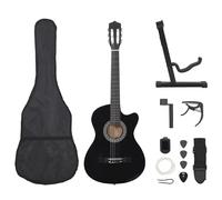 Classical Guitar 38" Black Basswood 6-String Nylon Complete Beginner Kit w/tuner