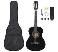 Classical Guitar Black 3/4 36" Basswood Nylon Beginner Complete Bag Strap Picks