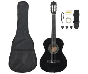 Classical Guitar Black 3/4 36" Basswood Nylon Beginner Complete Bag Strap Picks