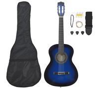 Classical Guitar Blue 3/4 36" Basswood Beginner Set with Gig Bag & Picks Strings
