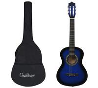 vidaXL Classical Guitar for Beginner Kid and Students with Lightweight Carry Bag Nylon String Strap Music Instrument 1/2 Full Size 34 inch Blue