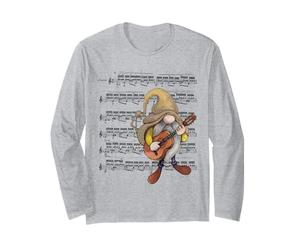 Classical Guitar Gnome Guitarist Playing Tarrega sheetmusic Long Sleeve T-Shirt