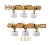 Classical Guitar String Machine Heads, Tuning Pegs with White Buttons, sturdy Metal Tuners Set, Left and Right Specification, 1:15 Gear Ratio, Ideal Replacement for Old or Dirty P