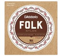 CLASSICAL GUITAR STRINGS D'ADDARIO EJ32 FOLK SILVER WOUND BLACK NYLON - BALL END