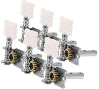 Classical Guitar Tuning Pegs 6pcs Silver Pearled Machine Heads with Dual Hole Steel Shaft for Acoustic Guitar