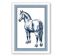Classical Horse Study Japandi Framed Wall Art Print A1 (84.1×59.4cm) White, Wall Decor for Living Room, Bedroom, Office & Home, Ready to Hang, Art Gift