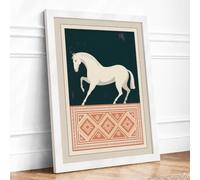 Classical Horse Vintage Framed Wall Art Print A1 (84.1×59.4cm) White, Wall Decor for Living Room, Bedroom, Office & Home, Ready to Hang, Art Gift