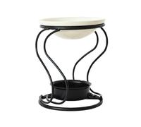 Classical Iron Holder Scent Melter with White Ceramic Tray for Meditations and Home Spa Decoration S Shape Iron Scent Stove