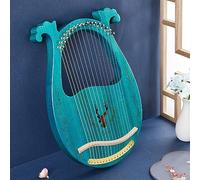 Classical Lyre Harp Instrument, Easy For Beginners To Learn Lap Harp, 16-string Lyre Instrument And Many Types Styles (Color : 16-Stringed - Deer Boxed - Blue)