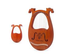 Classical Lyre Harp with Tuning Rod Instruction Manual Strings, 16/17 Strings Lyre Instrument for Music Teaching Lap Harp(16-String Antler Model-Flower)