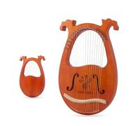 Classical Lyre Harp with Tuning Rod Instruction Manual Strings, 16/17 Strings Lyre Instrument for Music Teaching Lap Harp(19-String Antler Model-Flower)