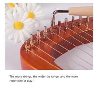 Classical Lyre Harp with Tuning Rod Instruction Manual Strings, 16/17 Strings Lyre Instrument for Music Teaching Lap Harp(16-String Box-Begonia)