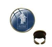 Classical Mormons Art Picture Glass Cabochon Ring Unisex Adjustable Relief Society Latter-Day Saint Ring for Members Jewelry