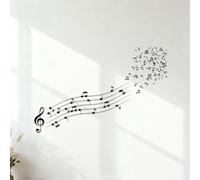 Classical Musical Notes with Treble Clef Illustrator Mural and Wall Vinyl Decal 36x55.8cm Store Decoration Black