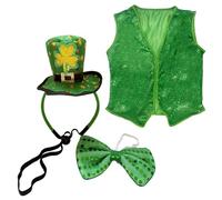 Classical Patricks Day Top Hats and Green Bowtie with Headbands Set Parties Supplies for Authentic Celebration Look Patrick ' s Day Set Parties Supplies User Friendly Costume Easy Wear Gear Irish Hat
