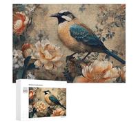 Classical Pattern Flowers Jigsaw Puzzle Challenging Fun Puzzle Wooden Jigsaw Puzzles for Adults Families 300 PCS