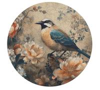 Classical Pattern Flowers Jigsaw Puzzle Challenging Round Animals Puzzle Wooden Jigsaw Puzzles for Adults Families 195 PCS