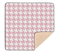 Classical Peach White Houndstooth Large Sturdy Baby Gym & Activity Mat for Indoor Outdoor 1-Piecing Baby Play Tummy Time Mat for Baby Kids Toddlers Infants, 50'' x 50''