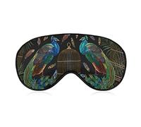 Classical Peacock Pattern Sleep Mask Bird Golden Cage Blindfold for Sleeping Elastic Blackout Eye Mask Cover for Full Night's Sleep Travel and Nap