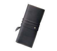 Classical PU Leather Stationery Pouches Rolls Up Pen Case Multipurpose Fold Over Flap Design School Writing Essential Pencil Bag Roll Writing Tool Case