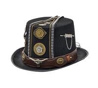 Classical Punk Rock Top Cap with Metal Gear and Zippered | Zippered Design PU Belt for Men Women Unisex Cosplay Theme Parties and Magicians Stage