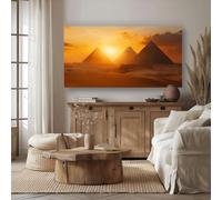 Classical Pyramids Large Canvas Wall Art for Living Room Framed Nature Scenery Desert Wall Decor for Bedroom Ready to Hang Orange Gold Abstract Artwork Gallery Poster 60x120 cm