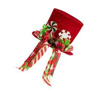 Classical Red White Christmas Tree Toppers Hat Feature Sturdy Polyester Polyester And Secure Installation Snowflake Design Tree Toppers