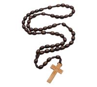 Classical Religious Rosary Natural Wood Beads with Crosses for Daily Wear or Spiritual Comfort Religious Beaded Necklace