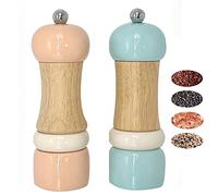 Classical Salt & Pepper Mill Sets Wooden Salt Pepper Grinder Set Salt & Pepper Shakers Stylish Pepper Mill- Ceramic Rotater - Refillable - Two of 6" Mills Gift Set By CASASUNCO