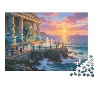 Classical Seaside Architecture Jigsaw Puzzle for Adults 1000 Piece Jigsaw Puzzle Paper Puzzle Game Sunset Landscape Home Relaxation Gift 52x38cm/1000pcs