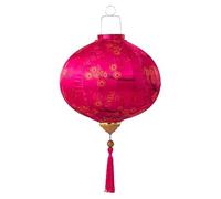 Classical Silk Lanterns Vietnamese Chinese Silk Cloth Oval Lanterns with Tassel Chinese Style Hanging Lantern New Year Lantern(Rose Red,12 Inch)