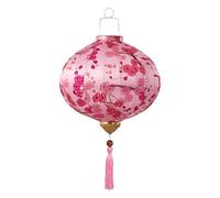 Classical Silk Lanterns Vietnamese Chinese Silk Cloth Oval Lanterns with Tassel Chinese Style Hanging Lantern New Year Lantern(Pink,14 Inch)