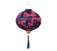 Classical Silk Lanterns Vietnamese Chinese Silk Cloth Oval Lanterns with Tassel Chinese Style Hanging Lantern New Year Lantern(Dark Blue,14 Inch)