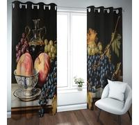 Classical Still Life Art Curtains Grapes Fruit Print Curtain Blackout for Bedroom Living Dining Room Luxury Elegant Decor Extra Long 2 Panels (each W52xL63in)