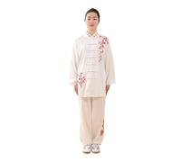 Classical Style Embroidered Tai Chi Clothing Set Martial Arts Practice Performance Clothing Same Style As Men and Women(Color 04,S)