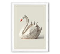 Classical Swan Study Botanical Framed Wall Art Print A3 (42×29.7cm) White, Wall Decor for Living Room, Bedroom, Office & Home, Ready to Hang, Art Gift