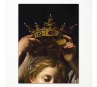 Classical The Crown By Bartolomeo Cavarozzic 1620 Oil Painting, Famous Artwork Reproduction Print Canvas, Dark Academia Renaissance Painting of Queen Being Crowned Aesthetic Poster 12x16in Unframed
