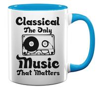 Classical The Only Music That Matters Cassette Tape Graphic Ceramic Tea Coffee Mug Light Blue