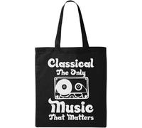 Classical The Only Music That Matters Cassette Tape Graphic Natural Ecological Cotton Tote Bag Black