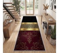 Classical Victorian Hallway Runner Rug 60 x 150 cm, Non Slip Washable Floral Gilded Bands Carpet Runner - Long Hall Carpet Floor Mat for Entryway Kitchen Bedroom Laundry Living Room