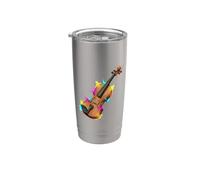 Classical Violin String Instrument Artistic Splash Art Stainless Steel Insulated Tumbler