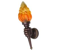 Classical Wall Lamp Torch Light,Uniquely Designed Rustic Industrial Wall Sconce | Lighting Fixture with Flame Glass Lamp Shade and Fist-Shaped Antique Brown Aluminum Bracket Farmhouse