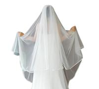 Classical White Bridal Veil With Cathedral Length Net Fabric And Adjustable Comb For Ceremony Soft Mesh Wedding Veils With Bows Detail
