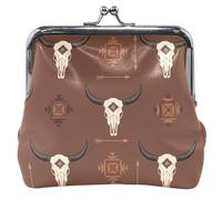 Classical White Goats Brown Cute Coin Purse for Women Leather Kiss Lock Buckle Card Change Purse for Coin