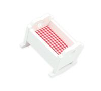 Classical White Wooden Cradle Bed With Bedding For Reborns Dolls And Miniature Nursery Room Scene Layout Accessories Rocking Cradle