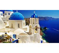 ClassicJP 1000 Piece Jigsaw Puzzles Grown Ups Puzzle Stunning Santorini View Sea Blue Sky Mountains Landscape For Adult Children