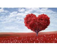 ClassicJP Jigsaws 1000 Piece Puzzle Jigsaw Puzzles Heart Red Leafed Tree On Red Field For Adult