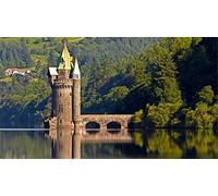 ClassicJP Puzzle Jigsaws 1000 Pieces The Vyrnwy Tower Landscape Lake Diy Art For Grown Ups Adults