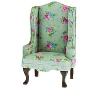 Classics by Handley Dollhouse Chair, Walnut with Gray Floral Fabric